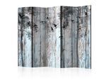 artgeist , Braun, Hellblau , Holz, Textil , Kiefer , massiv , Holzoptik , 225x172x3 cm , Motiv auf Vorder- und Rückseite , Kleinmöbel, Paravents