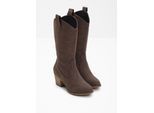 bonprix Cowboy Stiefel, braun, Gr.41, Lässiger Cowboy Stiefel mit dekorativen Nähten