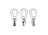 PAULMANN LED-Leuchtmittel "Efficient-Line 3er Pack Tropfen 525lm 2,5W 3000K klar 230V", Energieeffizienz: A, transparent, L:10cm Ø:4,5cm, Leuchtmittel, LED-Leuchtmittel