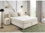 Boxspringbett JOCKENHÖFER GRUPPE "Carla", wahlweise mit oder ohne Bettkasten", beige (beige 417, 07), L:223cm, Topper: 100% Polyurethan, Bezug (100% Polyester) abnehmbar und waschbar bis 60º C;Spiegelfläche der Matratze: 100% Polyester;Bettgestell und seitliche Einfassung der Matratzen: Chenille (100% Polyester), Komplettbetten, Boxspringbett, inkl. 4 Kissen, erhältlich in den Breiten 160 & 180cm