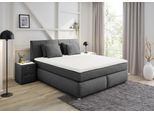Boxspringbett JOCKENHÖFER GRUPPE "Carla", wahlweise mit oder ohne Bettkasten", grau (dunkelgrau 414, 09), L:223cm, Topper: 100% Polyurethan, Bezug (100% Polyester) abnehmbar und waschbar bis 60º C;Spiegelfläche der Matratze: 100% Polyester;Bettgestell und seitliche Einfassung der Matratzen: Webstoff (100% Polyester), Komplettbetten, Boxspringbett, inkl. 4 Kissen, erhältlich in den Breiten 160 & 18