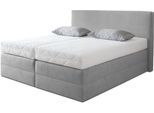 Boxspringbett, grau, B:175cm L:205cm, Microvelours (100% Polyester), WESTFALIA SCHLAFKOMFORT, Komplettbetten, Boxspringbett, wahlweise mit Kaltschaum-Topper