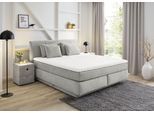 Boxspringbett JOCKENHÖFER GRUPPE "Carla", wahlweise mit oder ohne Bettkasten", grau (grau 417, 19), L:223cm, Topper: 100% Polyurethan, Bezug (100% Polyester) abnehmbar und waschbar bis 60º C;Spiegelfläche der Matratze: 100% Polyester;Bettgestell und seitliche Einfassung der Matratzen: Chenille (100% Polyester), Komplettbetten, Boxspringbett, inkl. 4 Kissen, erhältlich in den Breiten 160 & 180cm
