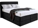 Boxspringbett, schwarz, B:155cm L:205cm, Microvelours (100% Polyester), WESTFALIA SCHLAFKOMFORT, Komplettbetten, Boxspringbett, wahlweise mit Kaltschaum-Topper