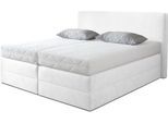 Boxspringbett, weiß, B:215cm L:205cm, Microvelours (100% Polyester), WESTFALIA SCHLAFKOMFORT, Komplettbetten, Boxspringbett, wahlweise mit Kaltschaum-Topper