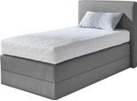 Boxspringbett, grau, B:115cm L:205cm, Strukturstoff (77% Polyester und 23% Viskose), WESTFALIA SCHLAFKOMFORT, Komplettbetten, Boxspringbett, wahlweise mit Kaltschaum-Topper