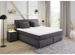 Boxspringbett JOCKENHÖFER GRUPPE "Carla", wahlweise mit oder ohne Bettkasten", grau (anthrazit 417, 09), L:223cm, Topper: 100% Polyurethan, Bezug (100% Polyester) abnehmbar und waschbar bis 60º C;Spiegelfläche der Matratze: 100% Polyester;Bettgestell und seitliche Einfassung der Matratzen: Chenille (100% Polyester), Komplettbetten, Boxspringbett, inkl. 4 Kissen, erhältlich in den Breiten 160 & 180
