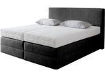 Boxspringbett, schwarz, B:175cm L:205cm, Microvelours (100% Polyester), WESTFALIA SCHLAFKOMFORT, Komplettbetten, Boxspringbett, wahlweise mit Kaltschaum-Topper