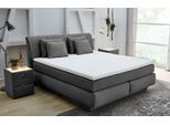 Boxspringbett JOCKENHÖFER GRUPPE "Carla", wahlweise mit oder ohne Bettkasten", grau (dunkelgrau 414, 09), L:223cm, Topper: 100% Polyurethan, Bezug (100% Polyester) abnehmbar und waschbar bis 60º C;Spiegelfläche der Matratze: 100% Polyester;Bettgestell und seitliche Einfassung der Matratzen: Webstoff (100% Polyester), Komplettbetten, Boxspringbett, inkl. 4 Kissen, erhältlich in den Breiten 160 & 18