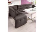 Essbank EXXPO - SOFA FASHION "Barista, bequem und elegant, hohe Bodenfreiheit", grau (taupe), B:265cm H:83cm T:199cm, Luxus-Microfaser (100% Polyester), Sitzbänke, Essbank, Eckbank Barista bequem und elegant, hochwertige Detailverarbeitung