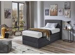 Boxspringbett, grau (charcoal), B:135cm L:205cm, Strukturstoff (77% Polyester und 23% Viskose), WESTFALIA SCHLAFKOMFORT, Komplettbetten, Boxspringbett, wahlweise mit Kaltschaum-Topper