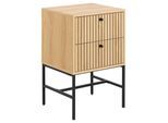 Nachttisch ACTONA GROUP "Albany", braun (eiche), B:45,6cm H:70cm T:40cm, Tische, Nachttisch, Eiche-Optik, Lamellenfront, 2 Schubladen, B: 45,6 cm