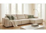 Ecksofa OTTO HOME "Jorrena, extra weicher Chenille-Stoff", beige, B:346cm H:86cm T:166cm, 100% Polyester, Sofas, Ecksofa, L-Form, 3 Komfortstufen, Breite 346 cm, mit Wellenunterfederung