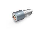 HAMA USB-Ladegerät "Auto-Schnellladegerät, 1x USB-C PD, 1x USB-A QC, 38 W, Metall", silber (silberfarben), B:9cm H:3,4cm T:19,5cm, Ladegeräte, USB-Ladegerät