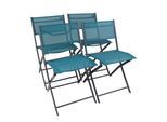 Gartenstuhl VCM "4-tlg. Gartenstuhl Balkonstuhl Klappstuhl Sumila", blau (türkis), B:45cm T:46cm, Obermaterial: 80% Textilmaterial TEXMAT. 20% Metall MT., Stühle, Gartenstuhl