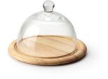 Käseglocke CONTINENTA, beige (natur, transparent), H:14cm Ø:20cm, Glas, Holz, Servierglocken, Käseglocke, 2-teilig