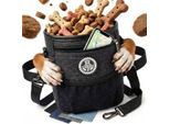 HUND IST KÖNIG ® Premium Leckerlibeutel für Hunde | Robuster Futterbeutel Hunde mit viel Stauraum anthrazit/ schwarz