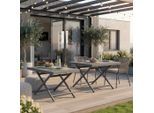 Gardenson , Anthrazit , Kunststoff , rechteckig , 110x62x60 cm , höhenverstellbar, rostfrei, UV-beständig, wetterfest, platzsparend , Gartenmöbel, Gartentische, Loungetische & Beistelltische Outdoor