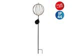 LED Solarleuchte NÄVE "Königstein", schwarz, H:76cm Ø:15cm, Leuchten, Dekoerdspieß, kugelförmiger Kopf, schwarz, Schiebeschalter, H: 78cm