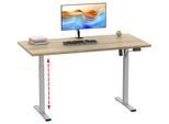 Schreibtisch VCM "Schreibtisch höhenverstellbar Lona 140x50", braun (silber, sonoma, eiche), B:140cm T:50cm, Tische, Schreibtisch