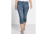 5-Pocket-Jeans SHEEGO, Damen, Gr. 58, Normalgrößen, blau (light blau, denim), 75% Baumwolle, 24% Polyester, 1% Elasthan, unifarben, 3/4-Länge, Jeans 5-Pocket-Jeans