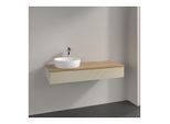 Villeroy und Boch Antao Waschtisch-Unterschrank L11151HJ mit Beleuchtung, 120x19x50cm, Hahnloch, Waschbeckenplattenfarbe honey oak, silk grey matt lacquer
