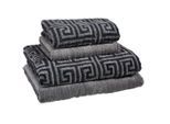 Cawoe Frottierset, Anthrazit, Textil, 4-teilig, Abstraktes, Oeko-Tex® Standard 100, saugfähig, Aufhängeschlaufe, strapazierfähig, angenehm weich, hochwertige Qualität, Badtextilien, Handtuch-Sets