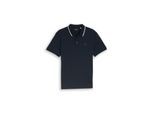 TOM TAILOR Herren Jersey Poloshirt mit Logo-Badge, blau, Uni, Gr. M