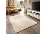 Wollteppich THEKO "Origin Loop Uni", beige, B:90cm H:10mm L:160cm, Schurwolle, Teppiche, handgetuftet, reine Schurwolle, Unifarben