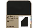 Bettbezug SCHLAFGUT "Premium Bettbezug Knitted Jersey (1 St)", schwarz (off, schwarz), B:155cm L:220cm, Jersey, Obermaterial: 95% Baumwolle, 5% Elasthan, Bettbezüge, Ton-in-Ton Reißverschluss, Bio-Baumwolle mit Elasthan, Uni, OEKO Tex
