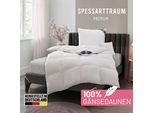 Gänsedaunenbettdecke SPESSARTTRAUM "Premium****, hergestellt in Deutschland, Bettdecken für Sommer, Winter", weiß, B:155cm L:220cm, Bezug: 100% Baumwolle. Füllung: 100% Gänsedaunen, Bettdecken, 4 Wärmeklassen & 5 Größen, Bestseller