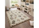 Kinderteppich THEKO "Gaia Kids Numbers", weiß, B:140cm H:10mm L:200cm, Schurwolle, Teppiche, Kinderteppich, getuftet, reine Schurwolle, Motiv Zahlen, Kinderzimmer