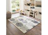 Kinderteppich THEKO "Gaia Kids Sheep", grau, B:140cm H:10mm L:200cm, Schurwolle, Teppiche, Kinderteppich, getuftet, reine Schurwolle, Motiv Schafe, Kinderzimmer