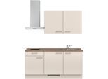 Küchenzeile NOBILIA "Laser I", NEU: individuell anpassbar mit gratis Profi-Beratung", beige (küche: natur, korpus: sandfarben, arbeitsplatte: eiche havanna nachbildung), B:180,3cm H:216,6cm T:60cm, Komplettküchen-Sets, Küchenzeile, vormontiert, 180 cm breit, optional mit verschiedenen E‑Geräte-Sets