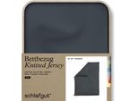 Bettbezug SCHLAFGUT "Premium Bettbezug Knitted Jersey (1 St)", grau (grau deep), L:200cm, Jersey, Obermaterial: 95% Baumwolle, 5% Elasthan, Bettbezüge, Ton-in-Ton Reißverschluss, Bio-Baumwolle mit Elasthan, Uni, OEKO Tex