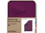 Bettbezug SCHLAFGUT "Premium Bettbezug Knitted Jersey (1 St)", lila (lila deep), B:155cm L:220cm, Jersey, Obermaterial: 95% Baumwolle, 5% Elasthan, Bettbezüge, Ton-in-Ton Reißverschluss, Bio-Baumwolle mit Elasthan, Uni, OEKO Tex