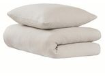Bettwäsche UNCOVER BY SCHIESSER "Lennox", grau (helltaupe), B/L: 135cm x 200cm, 1 Stk., 1 Stk., Musselin, B/L: 80cm x 80cm, 2 Stk., Musselin, Obermaterial: 100% Baumwolle, Bettwäsche, Bettwäsche