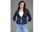 Kurzblazer LAURA SCOTT, Damen, Gr. 36, dunkelblau, Milano Rib, Obermaterial: 76% Polyester, 20% Viskose, 4% Elasthan. Futter: 100% Polyester, unifarben, figurbetont, Blazer Kurzblazer, aus elastischer Jerseyware, mit Hakenverschluss