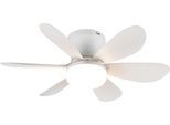 REALITY LEUCHTEN LED Deckenleuchte "LUND mit Ventilator, Deckenventilator mit Licht inkl Fernbedienung", weiß (weiß matt), 1, Ø 53cm H: 16cm, 1 Stk., Leuchten, 3 Geschwindigkeiten Timer Vor- & Rücklauf LED dimmbar CCT Nachtlicht, LED Deckenleuchte