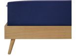 Spannbettlaken SCHIESSER "Elli", blau (dunkelblau), B:180cm L:200cm, Jersey-Elasthan, Obermaterial: 97% Baumwolle, 3% Elasthan, Bettlaken, Spannbettlaken, für hohe Matratzen und Boxspringbetten, MADE IN GREEN by OEKO-TEX