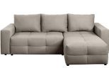 Ecksofa EXXPO - SOFA FASHION, beige (taupe), B:261cm H:95cm T:158cm, Sofas, Ecksofa, Praktische Funktionsecke mit Federkern, Bettfunktion und Stauraum