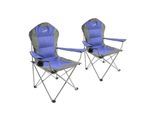 Gartenstuhl VCM "2x Angelstuhl Getränkehalter Campingstuhl klappbar", blau, Obermaterial: 100% Metall MT., Stühle, Gartenstuhl