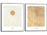 Poster REINDERS "Sonne und Mond", gold (farbe bild(er): goldfarben), B:50cm H:40cm T:1,6cm, Holzwerkstoff, Bilder, Poster