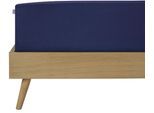 Spannbettlaken SCHIESSER "Elli", blau (dunkelblau), B:100cm L:200cm, Jersey-Elasthan, Obermaterial: 97% Baumwolle, 3% Elasthan, Bettlaken, Spannbettlaken, für hohe Matratzen und Boxspringbetten, MADE IN GREEN by OEKO-TEX