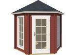 Pavillon LASITA MAJA "Inverness", rot (schwedenrot, naturbelassen), B/H/T: 320cm x 2.895cm x 277,1cm, Pavillons, Pavillon, BxT: 320x277,1 cm, Fichtenholz