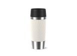 Thermobecher EMSA "Travel Mug Classic Twist", cremeweiß, B:8cm H:20,4cm Ø:8cm, Edelstahl, Kunststoff, Silikon, Trinkgefäße, Thermobecher, 0,36 Liter, Comfort-Schraubverschluss, Quick-Press, auslaufsicher