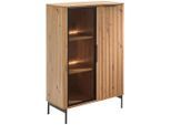 Mid.you Highboard Yerevan, Schwarz, Eiche Artisan, Metall, Glas, Holzwerkstoff, 4 Fächer, kaltweiß, 89x128x40 cm, Bsci, Beleuchtung, Wohnzimmer, Kommoden & Sideboards, Highboards