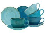 Tassenset Blau/Goldfarben, 8-teilig