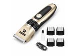 nobleza - Leise Hunde Akku Schermaschine Set – Elektrischer Tierhaarschneider Kabellos mit 4 Aufsätzen, USB, Präzisionsklinge – Fellschneider für Hunde & Katzen, Gold/Schwarz