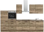 Küchenzeile NOBILIA "Structura I", NEU: individuell anpassbar mit gratis Profi-Beratung", braun (küche: braun, korpus: eiche havanna nachbildung, arbeitsplatte: eiche havanna nachbildung), B:330,3cm H:216,6cm T:60cm, Komplettküchen-Sets, Küchenzeile, vormontiert, Breite 330 cm, Ausrichtung wählbar, wahlw. mit E-Geräten